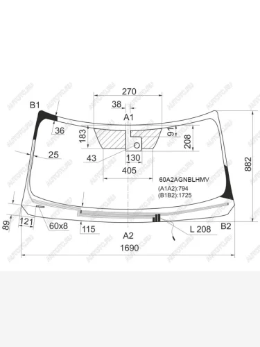 Стекло лобовое (обогрев щеток, датчик дождя) FUYAO (зеленое) INFINITI QX56 Z62 (2010-2013)