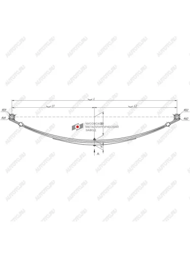 Рессора ВИС-2347,2349 задняя (3 листа) прицепа L=1241мм ЧМЗ ЧМЗ 23470-2912012-01