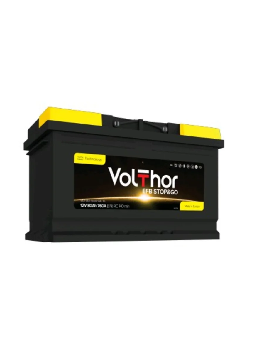 Аккумулятор VOLTHOR EFB 80Ач обратная полярность VOLTHOR 6ст80(0) 58088  в Самаре Самарской области