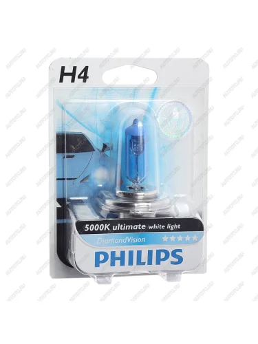 Лампа 12V H4 6055W P43t-38 5000K блистер (1шт.) Diamond Vision PHILIPS PHILIPS 12342dvb1