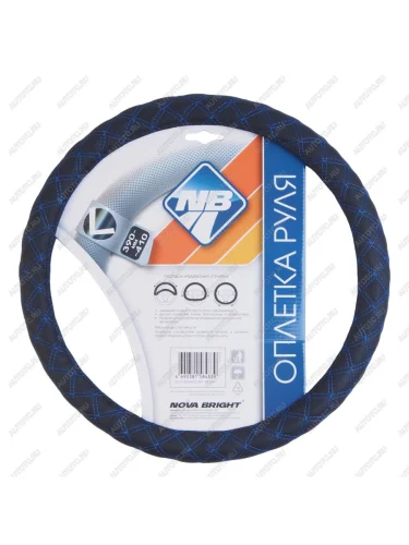 Оплетка руля (L) 39-41см черно-синяя экокожа NOVA BRIGHT NOVA BRIGHT 47678