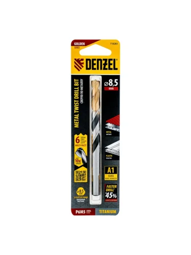 Сверло по металлу 8.5х117мм HSS DENZEL DENZEL 718283