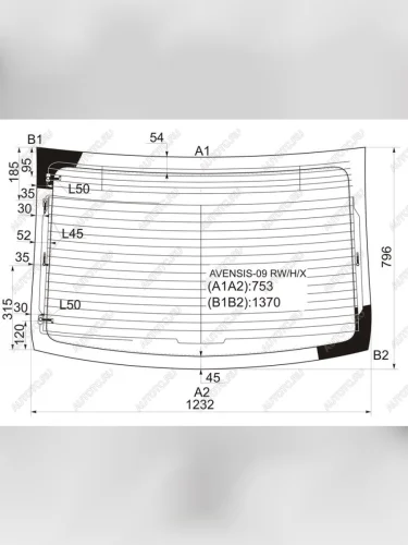 Стекло заднее (Цвет зеленый Обогрев Антенна) Toyota Avensis (T270) 08-18 XYG AVENSIS-09 RW/H/X