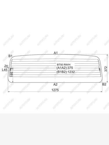 Стекло заднее (Цвет зеленый Обогрев) Ford Ranger USA 06-11  Mazda BT-50 06-12 XYG BT50 RW/H