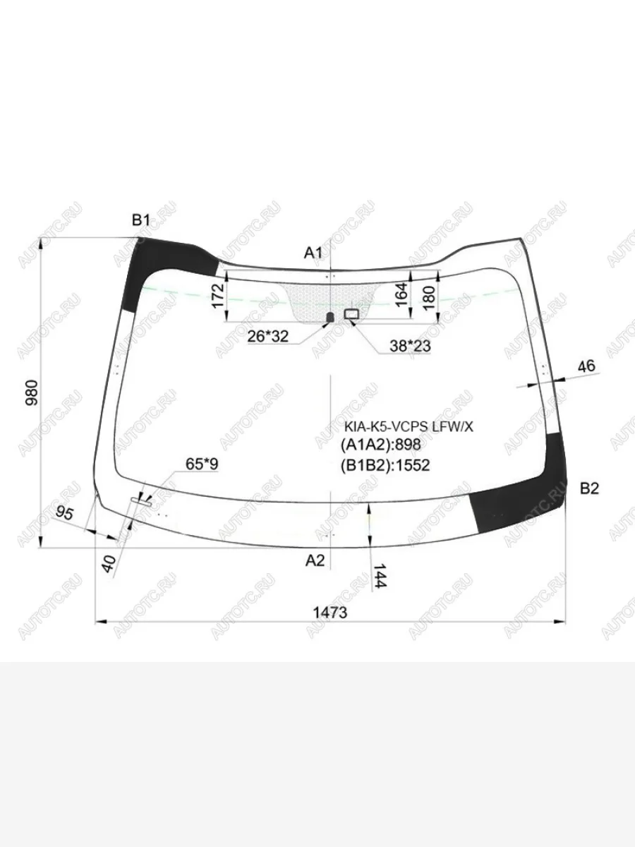 Стекло лобовое (датчик дождя) XYG KIA Optima 3 TF дорестайлинг седан (2010-2013) (зеленое)  с доставкой в г. Керчь