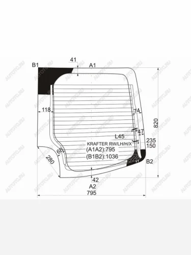 Стекло заднее (Цвет зеленый Обогрев) Mercedes-Benz Sprinter 06-18  Volkswagen Crafter 06-16 XYG KRAFTER RW/LH/H/X