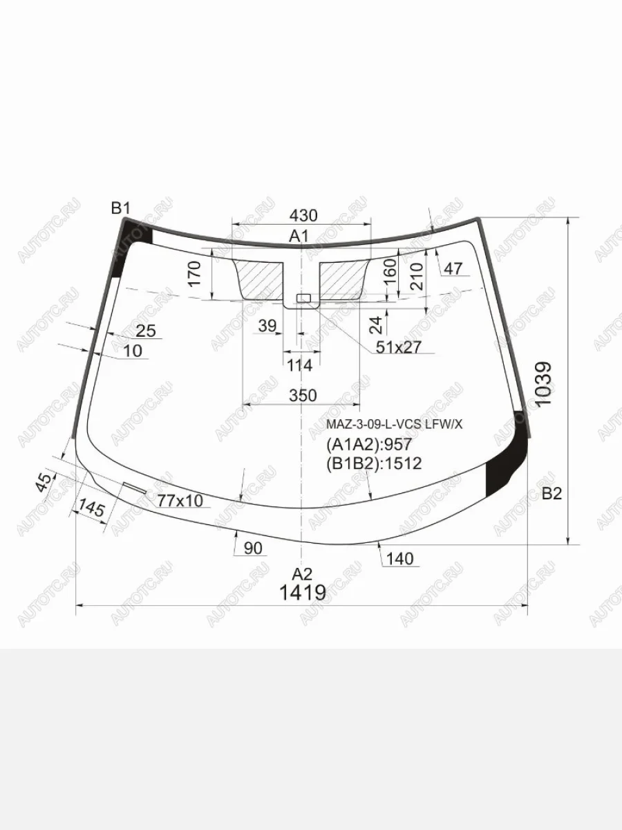 Стекло лобовое (датчик дождя) XYG Mazda 3/Axela BL дорестайлинг, хэтчбэк 5 дв. (2009-2011) (зеленое)  с доставкой в г. Пермь