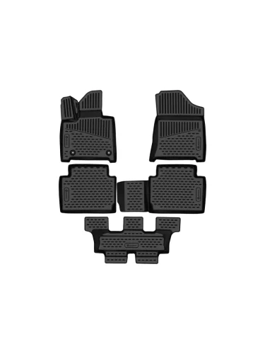 Коврики 3D в салон (7 мест) Element (черные) Hyundai Santa Fe  5 MX5 (2022-2025)