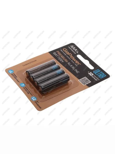 Батарейка AAA LR03 1.5V блистер 4шт. Alkaline Ultra GOPOWER GOPOWER 00-00026396