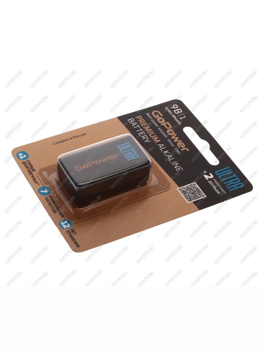 Батарейка KRONA 6LR61 9V блистер 1шт. Alkaline Ultra GOPOWER GOPOWER 00-00026400  в Самаре Самарской области