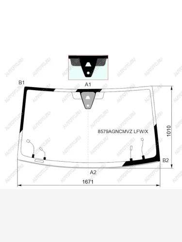 Стекло лобовое (Обогрев полный Камера Датчик дождя Молдинг) Volkswagen Transporter 19-  Californ XYG 8579AGNCHMVZ LFW/W/X