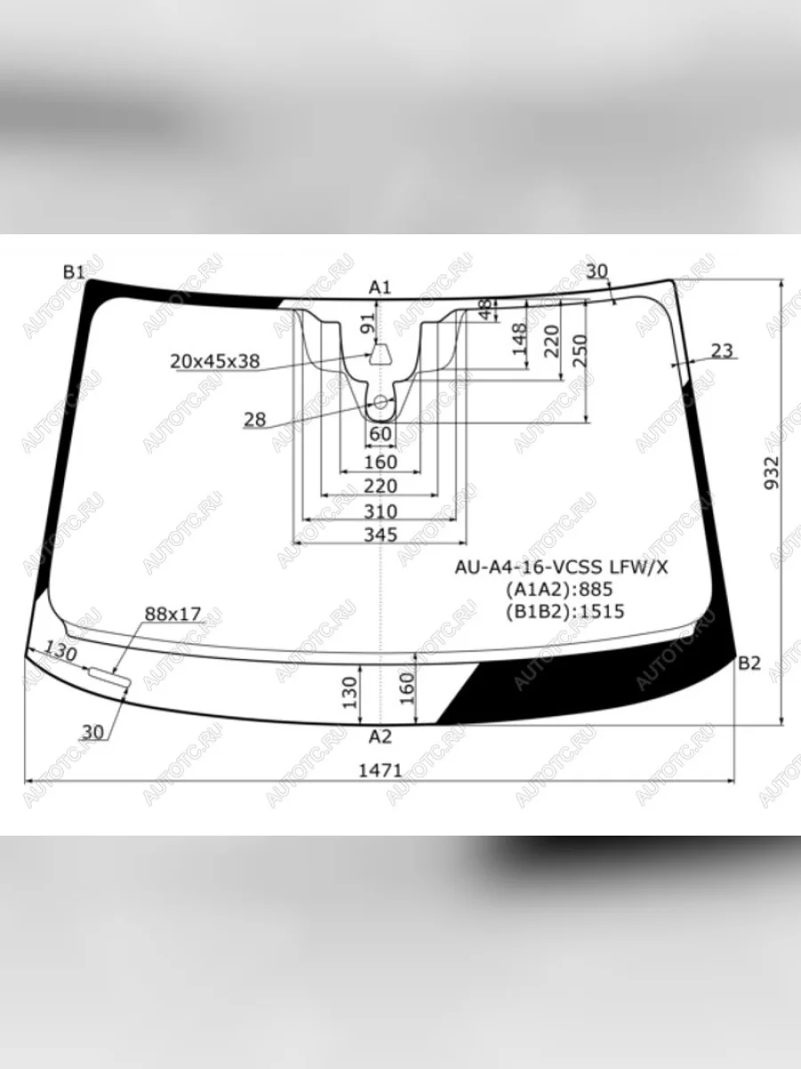 Стекло лобовое (Камера Датчик дождя Молдинг) Audi A4 15- XYG AU-A4-16-VCSS LFW/X  в Керчи Республика Крым