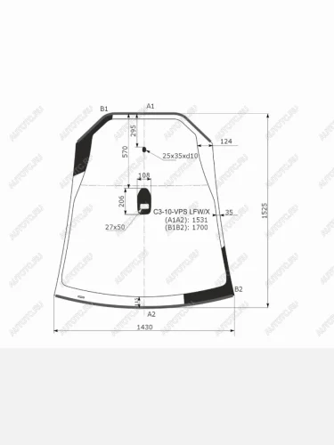 Стекло лобовое (Датчик дождя Молдинг Панорамная крыша) Citroen C3 09-16 XYG C3-10-VSP LFW/X