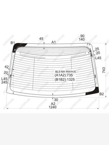 Стекло заднее (Цвет зеленый Обогрев Антенна) Subaru Legacy 03-09  Legacy B4 03-09 XYG BL5-NH RW/H/X