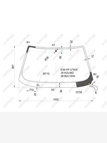 Стекло лобовое (Обогрев щеток) BMW 7-Series 94-01 XYG E38-VP LFW/X