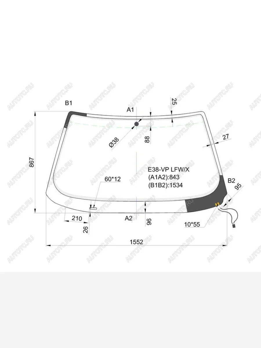 Стекло лобовое (Обогрев щеток) BMW 7-Series 94-01 XYG E38-VP LFW/X  в Воронеже Воронежской области