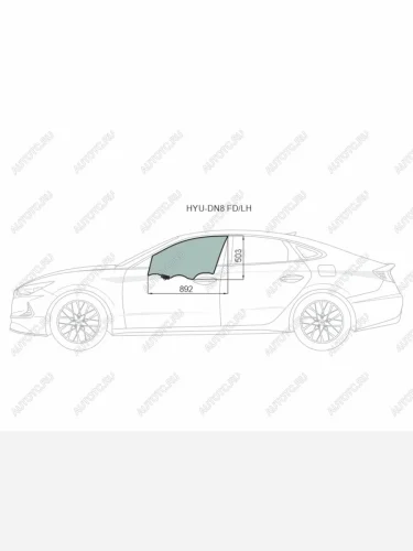 Стекло боковое опускное (Спереди/ Слева/ Цвет зеленый/ Крепления) Hyundai Sonata 19- XYG HYU-DN8 FD/LH, hyudn8fdlh XYG HYU-DN8 FD/LH