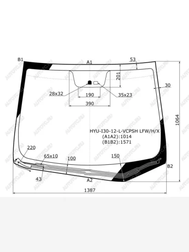 Стекло лобовое (Обогрев щеток Датчик дождя) Hyundai i30 11-17 XYG HYU-I30-12-L-VCPSH LFW/H/X