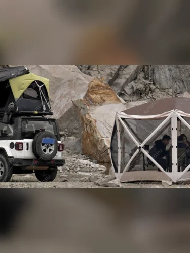 Шатер Wild Land Hub screen house 600, коричнево-бежевый, со стенками  920003-0004-0024.set