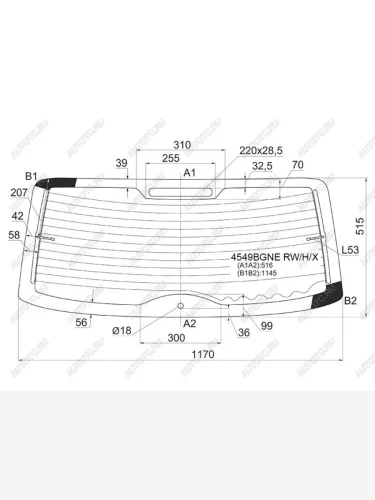 Стекло заднее (Цвет зеленый Обогрев 5D WGN) LADA Granta 18-  Granta Cross 18-  Kalina 04-18  Ka XYG 4549BGNE RW/H/X