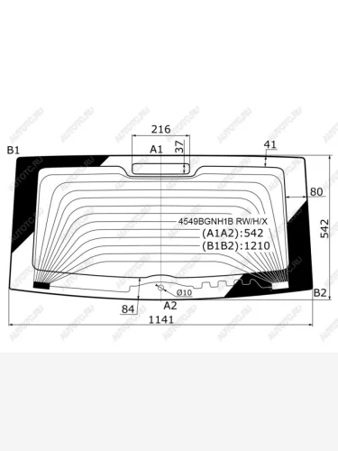 Стекло заднее (Цвет зеленый Обогрев 5D HBK) LADA Granta 18-  Kalina 04-18  Kalina Cross 14-18  XYG 4549BGNH1B RW/H/X