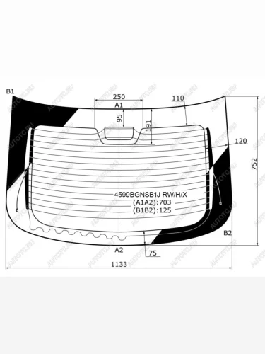 Стекло заднее (Цвет зеленый Обогрев 5D LBK) LADA Granta 11-  Granta Sport 13-18 XYG 4599BGNSB1J RW/H/X