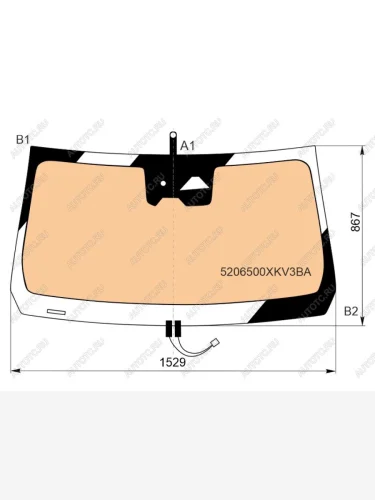 Стекло лобовое (обогрев полный, датчик дождя, две камеры, проекция) FUYAO (зеленое) Tank 500 (2021-2025)