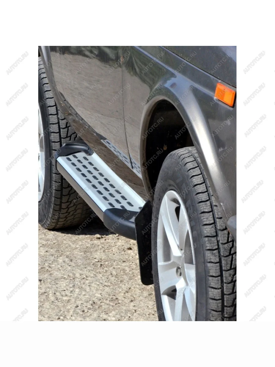 Пороги Бумер алюминиевые с резинкой Техно Сфера Лада ВАЗ Нива 4х4 2121 3 дв. дорестайлинг (1977-2019) (Черный матовый)  в Керчи Республика Крым