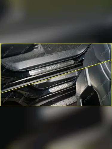 Накладки на пороги (лист шлифованный надпись Toyota) 4шт Toyota Land Cruiser 250 Prado 2024