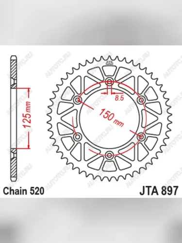 Звезда цепного привода JTA897.49ORG  jta897.49org