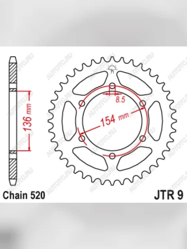Звезда цепного привода JTR9 47  jtr9.47