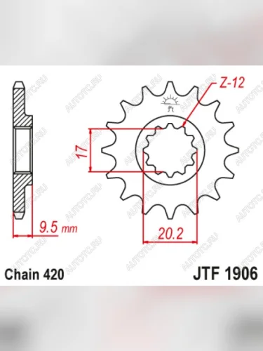 Звезда цепного привода JTF1906 12  jtf1906.12