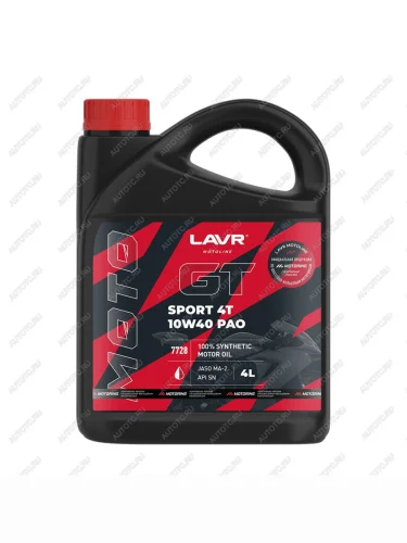 Моторное масло LAVR MOTO GT SPORT 4T 10w40 4л  ln7728
