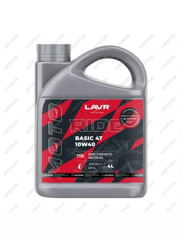Моторное масло LAVR MOTO RIDE BASIC 4T 10W40 SL 4л  ln7750