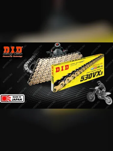Цепь DID 530VX3 G&B X-Ring 110 звеньев Золотая  530vx3gb110