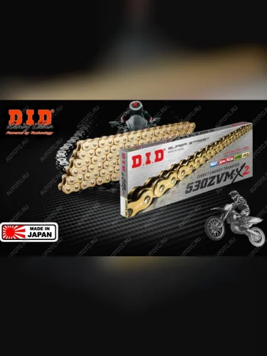 Цепь DID 530ZVMX2 G&G X-Ring 102 звеньев Золотая  530zvmx2gg102