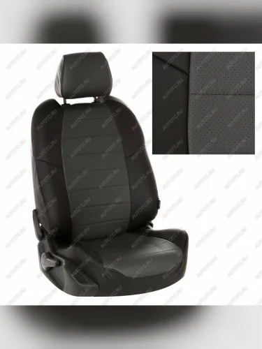 Комплект чехлов сидений (экокожа) Автопилот (черный/темно серый) Changan CS55 Plus (2021-2025)