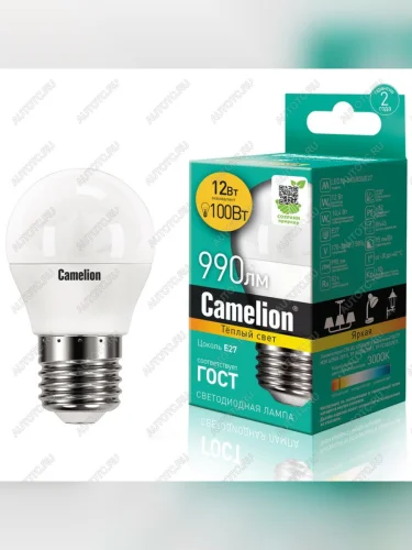 Лампа светодиодная E27 G45 12W (100W) 220V теплый CAMELION CAMELION c-led12-g45830e27 CAMELION c-led12-g45830e27