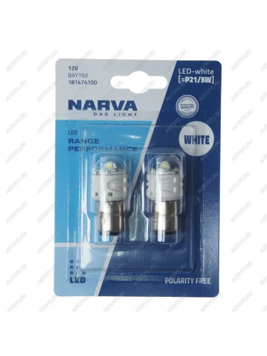 Лампа светодиодная 12V P21/5W BAY15d блистер (2шт.) LED NARVA NARVA 18147-2бл NARVA 18147-2бл