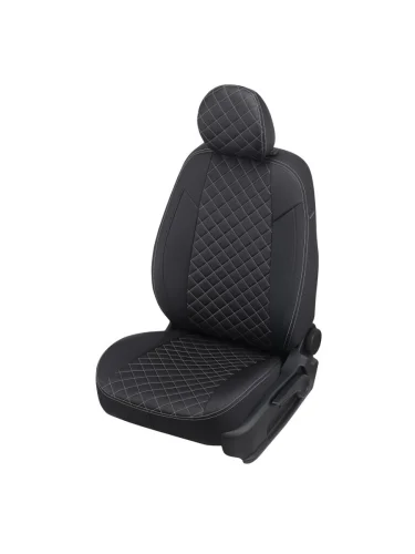 Комплект салонных чехлов Sollers Atlant (3 места) пасс.спинка 5050 с 22г.Черный + Белая строчкаРомб  sollers-atl-atl3m50-chestb-r Автопилот