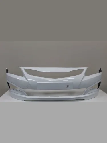 Бампер передний ТехноПласт (окрашенный) (Cristal White PGU (Белый)) Hyundai Solaris  RBr (2014-2017) седан рестайлинг, хэтчбэк рестайлинг