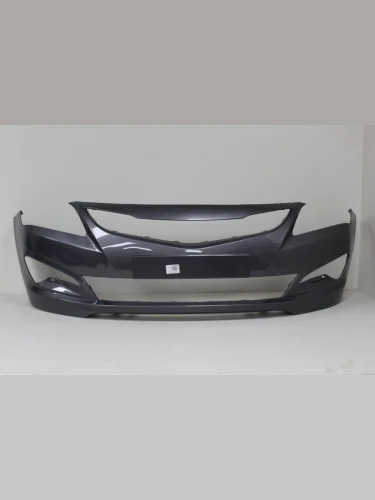 Бампер передний ТехноПласт (окрашенный) (Carbon Grey SAE (Серый металлик)) Hyundai Solaris  RBr (2014-2017) седан рестайлинг, хэтчбэк рестайлинг