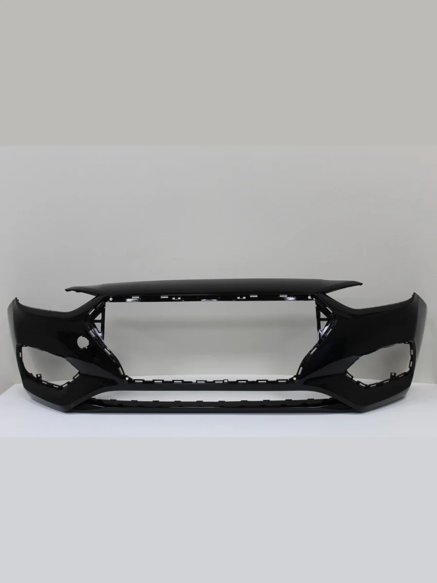 Бампер передний ТехноПласт (окрашенный) Hyundai Solaris HCR седан дорестайлинг (2017-2020) (Phantom Black MZH (черный))  в Перми Пермском крае