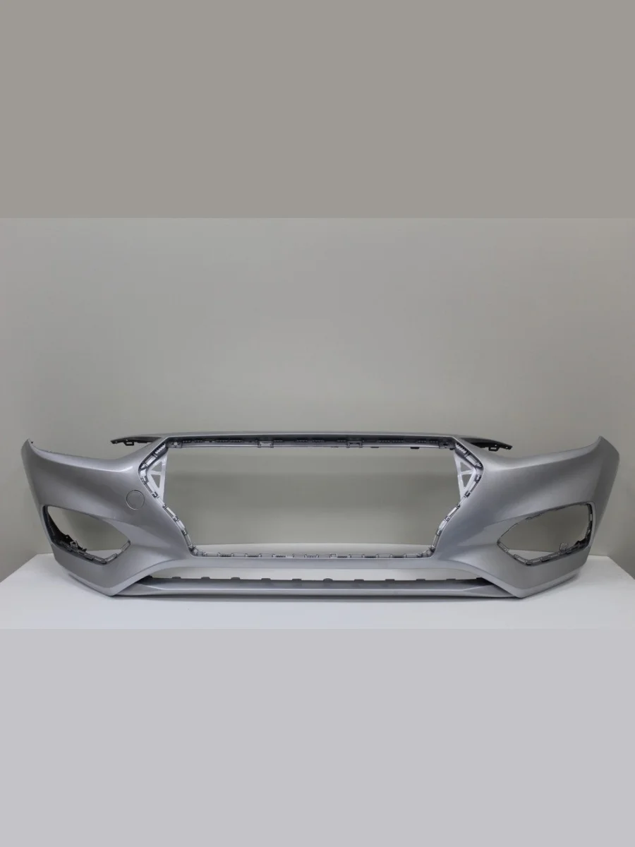 Бампер передний ТехноПласт (окрашенный) Hyundai Solaris HCR седан дорестайлинг (2017-2020) (Sleek Silver RHM (Cеребристый))  в Самаре Самарской области