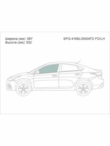 Стекло боковое опускное (Спереди Слева Цвет зеленый) Hyundai Solaris 17-20  Accent 17-22  Solari SAT spg-4168lgns4fd fdlh