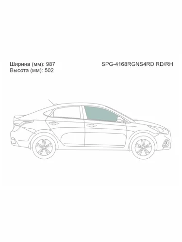 Стекло боковое опускное (Спереди Справа Цвет зеленый) Hyundai Solaris 17-20  Accent 17-22  Solar SAT spg-4168rgns4fd fdrh