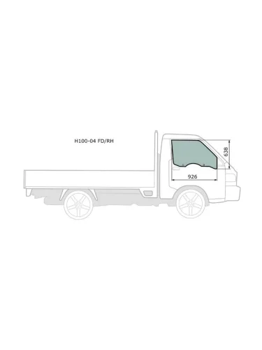 Стекло боковое опускное (Спереди Справа Цвет зеленый) Hyundai Porter 12-18 XYG h100-04 fdrh