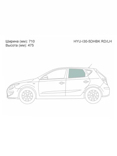 Стекло боковое опускное (Сзади Слева Цвет зеленый) Hyundai i30 07-12 XYG hyu-i30-5dhbk rdlh