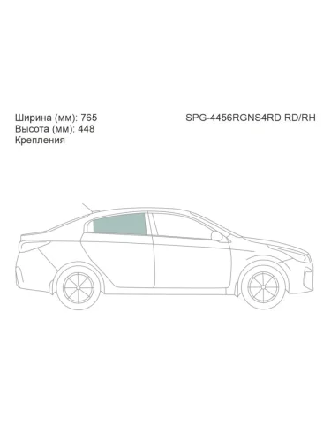 Стекло боковое опускное (Сзади Справа Цвет зеленый Крепления) Kia Rio 16-22  Solaris KRS 24- SAT spg-4456rgns4rd rdrh