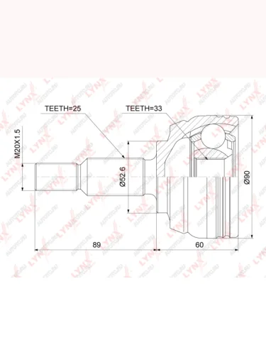 ШРУС наружный RENAULT Duster (12-) комплект LYNX LYNX co3845 LYNX co3845
